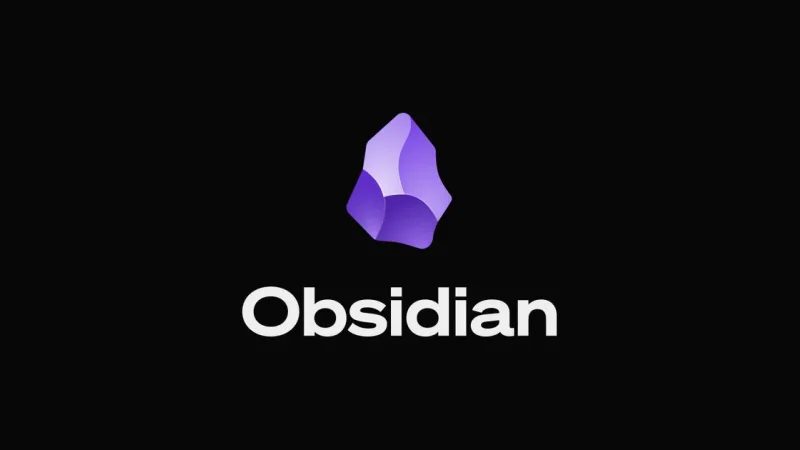 Obsidian logo with a black background.